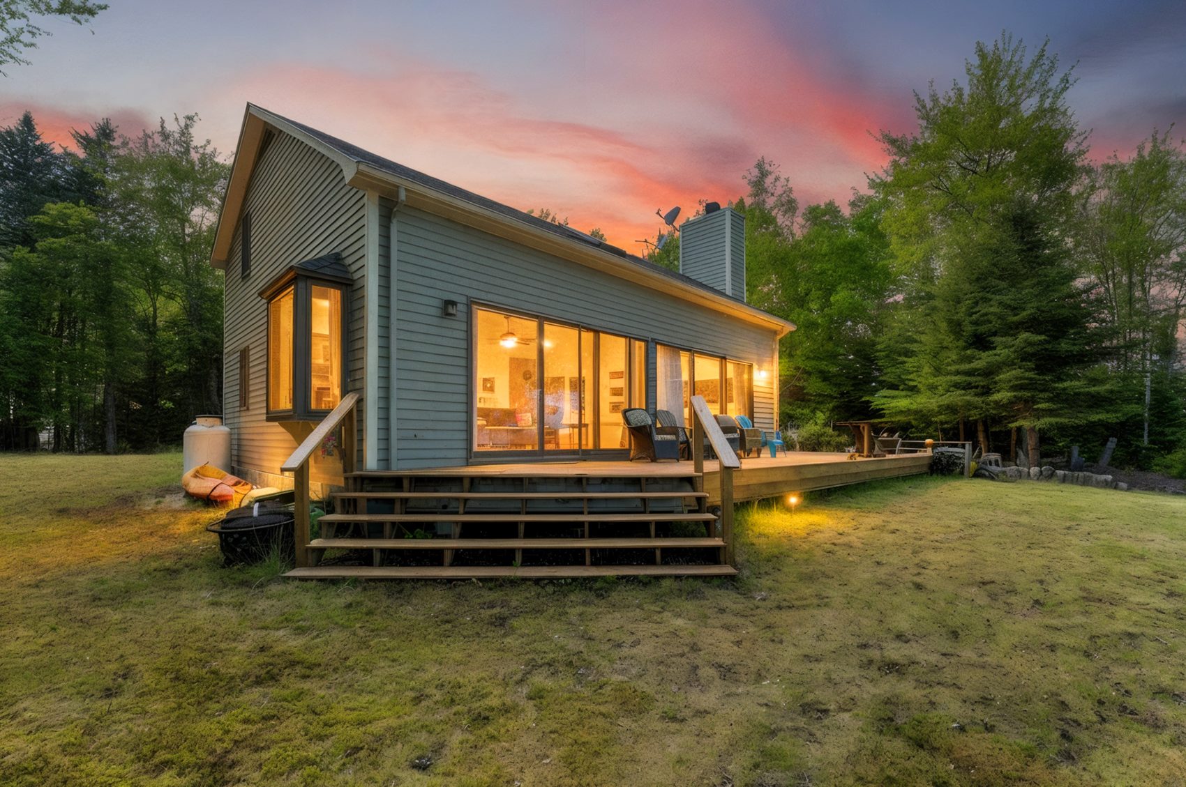 Virtual twilight edit of a home exterior